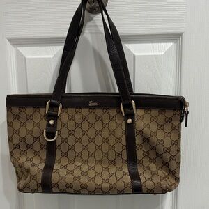 Authentic Gucci Beige & Dark Brown GG Canvas Tote